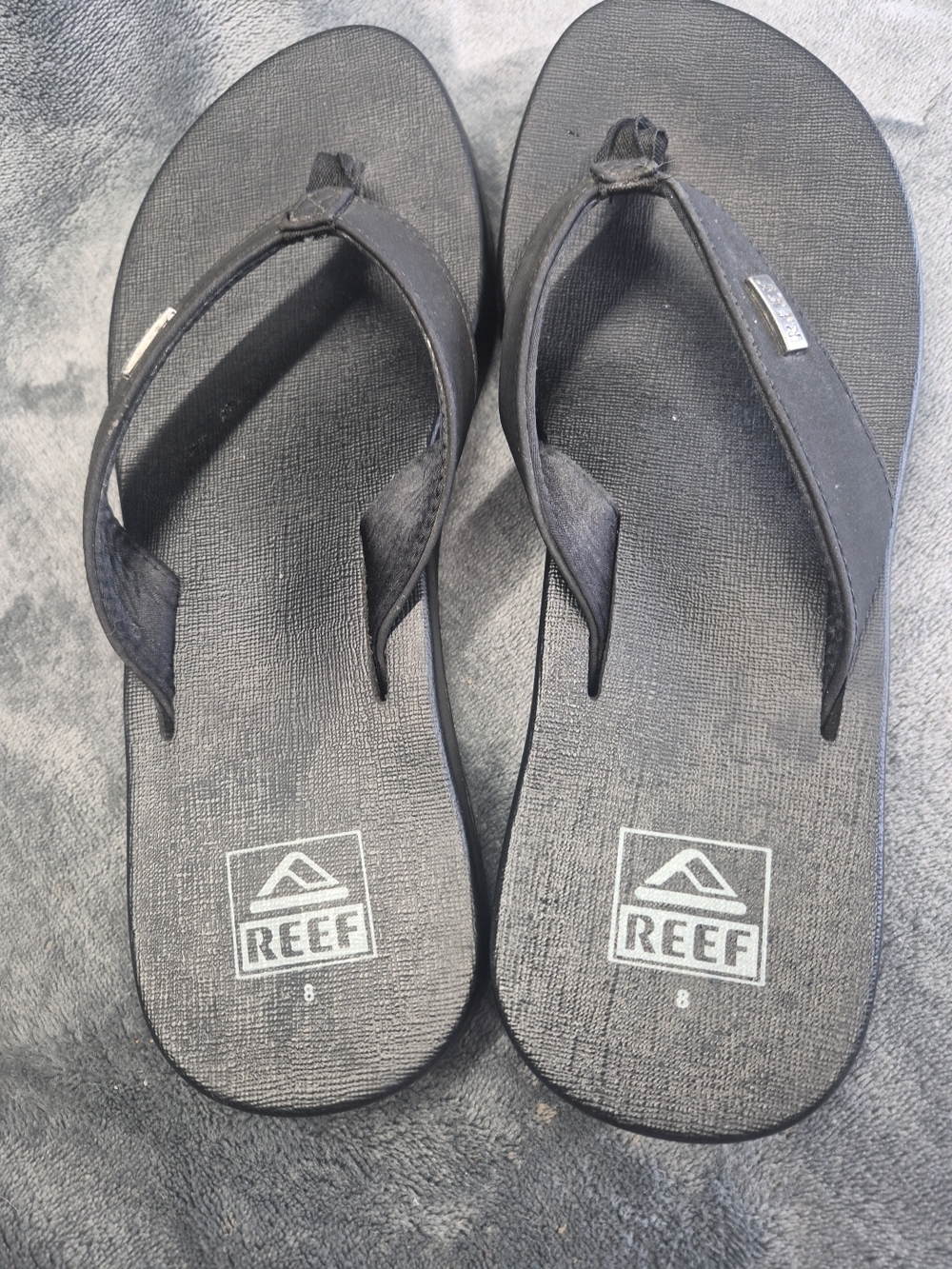 Reef Element Flip Flop Sandals Black Size 8 Metal Logo Slip On - Picture 9 of 9